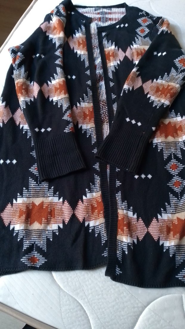 Bohem Desenli Uzun Kollu Örgü Hırka - Görsel 2