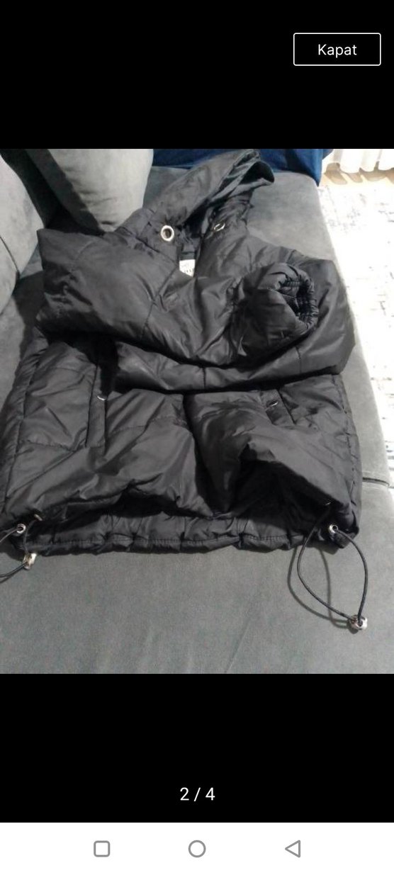 Siyah Kapüşonlu Kısa Fermuarlı Kadın Mont - Görsel 2