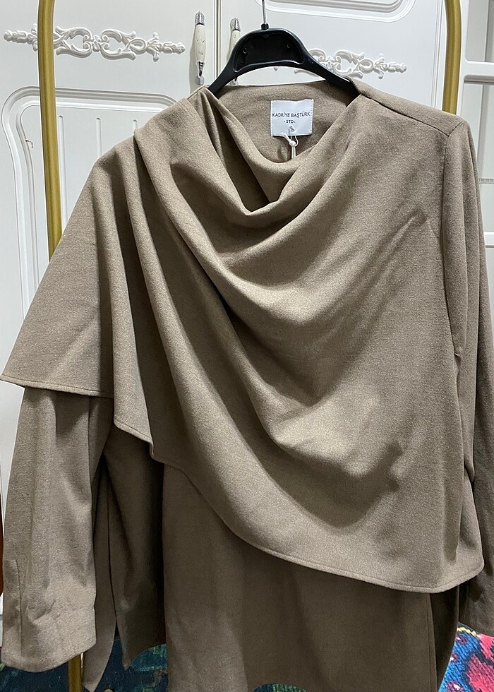 Atkılı yün ceket tunik - Görsel 4