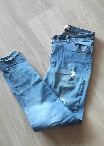 Kadın Mavi Bol Kesim Denim Jean