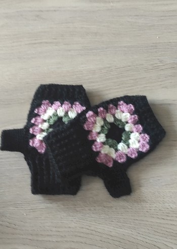 Renkli Örgü Parmaksız Kadın Eldiveni - Görsel 2