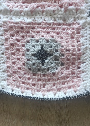 Pembe Gri Nakışlı Örgü balaklava - Görsel 2