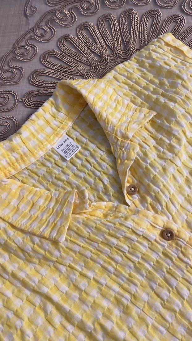 Kısa Kollu Keten Gömlek kız bebek - Görsel 2