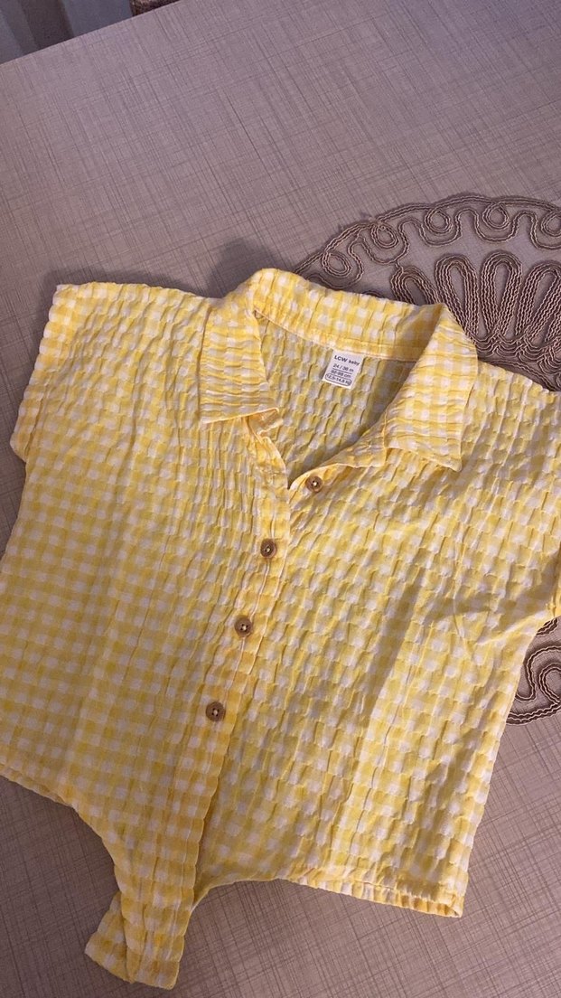 Kısa Kollu Keten Gömlek kız bebek - Görsel 4