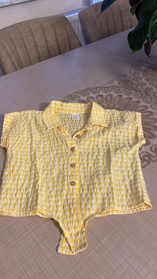 Kısa Kollu Keten Gömlek kız bebek - Görsel 3