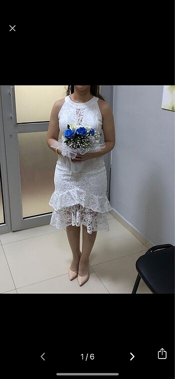 Beyaz, dantelli, astarlı nikah elbisesi