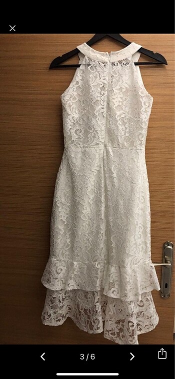 38 Beden Beyaz, dantelli, astarlı nikah elbisesi