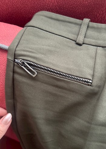 Kadın Haki Kumaş Pantolon Regular Fit - Görsel 2