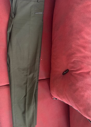 Kadın Haki Kumaş Pantolon Regular Fit - Görsel 4