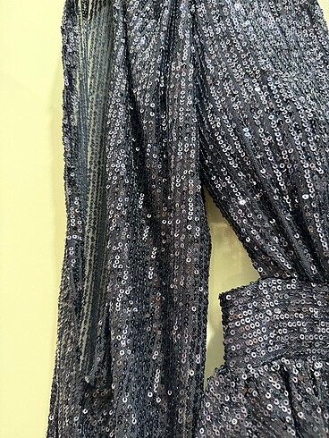 Lacivert payetli abiye elbise - Görsel 4