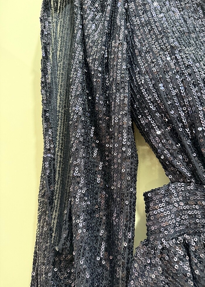 Lacivert payetli abiye elbise - Görsel 4