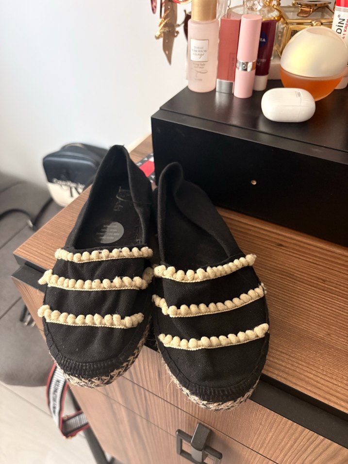 Püsküllü Nakışlı Siyah Bohem Espadril - Görsel 2