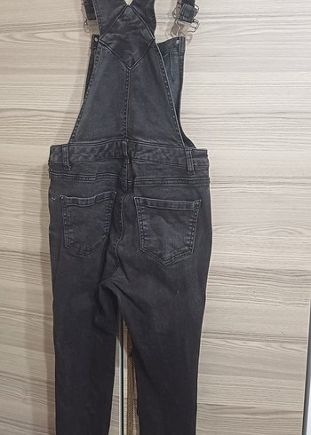 xs Beden siyah Renk Kadın Siyah Kot Askılı Uzun Tulum
