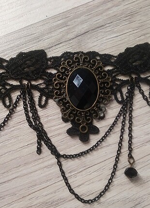 Diğer Gotik siyah dantelli choker