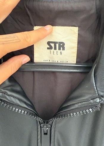s Beden Y2K Stradivarius Kadın Siyah Deri Ceket