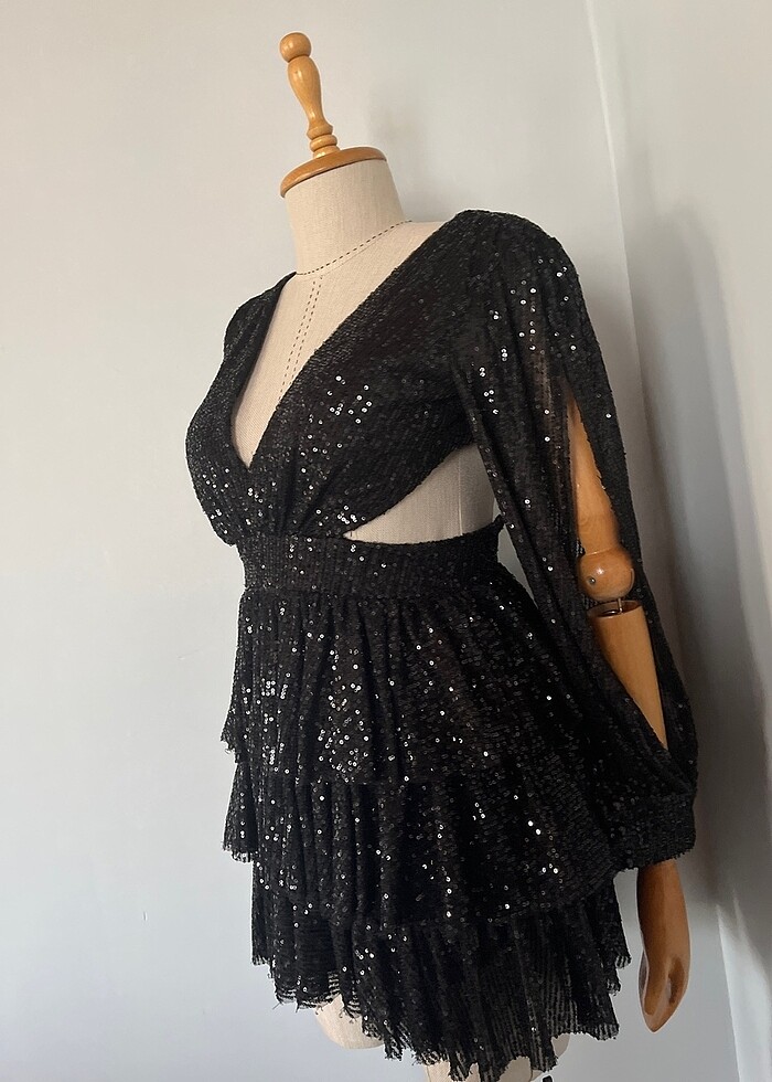 Abiye elbise siyah renk - Görsel 3