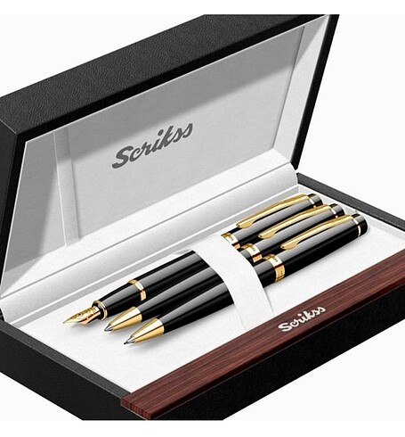 Ömür boyu garantili 3lü siyah gold detaylı kalem seti