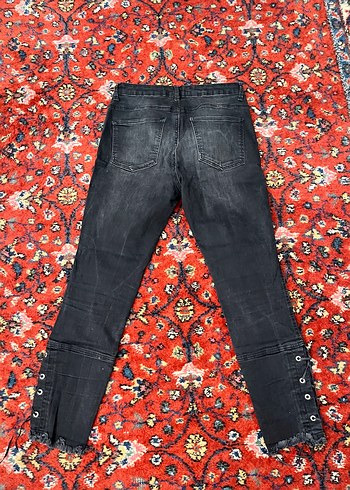 Koton Tokalı Siyah Bağcıklı Denim Kadın Pantolon