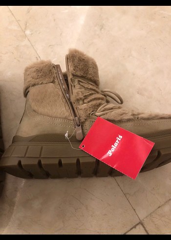 Bej Kürklü Kadın Dolgu Topuk Bot - Görsel 2