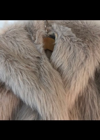 Kadın Gri Uzun Kürk Detaylı Street Wear Ceket - Görsel 2