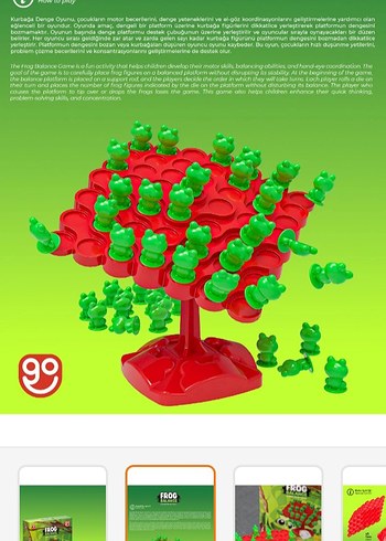 Kurbağa Denge Oyunu - Renkli Eğitim Oyuncağı - Görsel 2