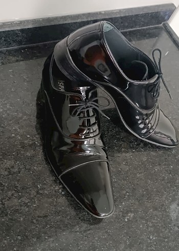 Siyah Erkek Klasik parlak rugan damatlık ayakkabı - Görsel 2