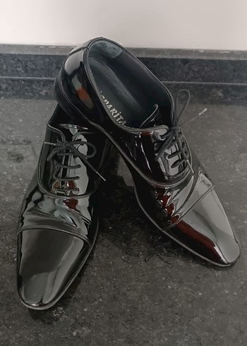 Siyah Erkek Klasik parlak rugan damatlık ayakkabı - Görsel 3