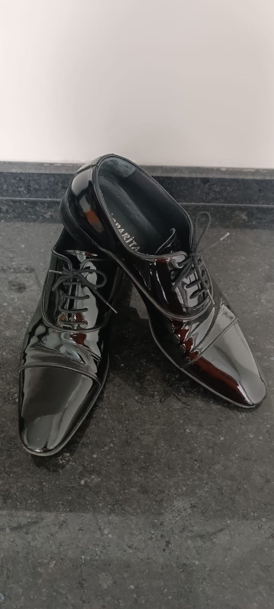 Siyah Erkek Klasik parlak rugan damatlık ayakkabı - Görsel 3