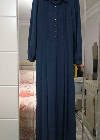 Düğmeli Lacivert Uzun Kadın tulumu - Görsel 2