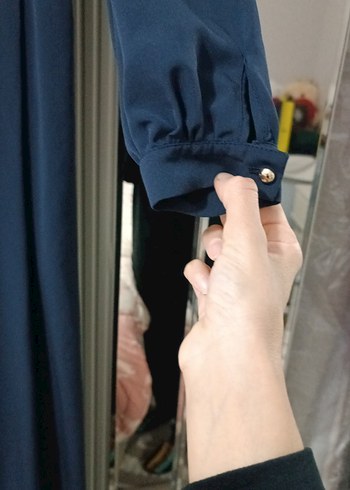 Düğmeli Lacivert Uzun Kadın tulumu - Görsel 5