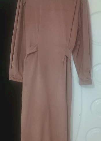 pudra pembesi Uzun Kollu Salaş Kadın Elbise - Görsel 5