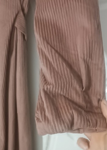 pudra pembesi Uzun Kollu Salaş Kadın Elbise - Görsel 4