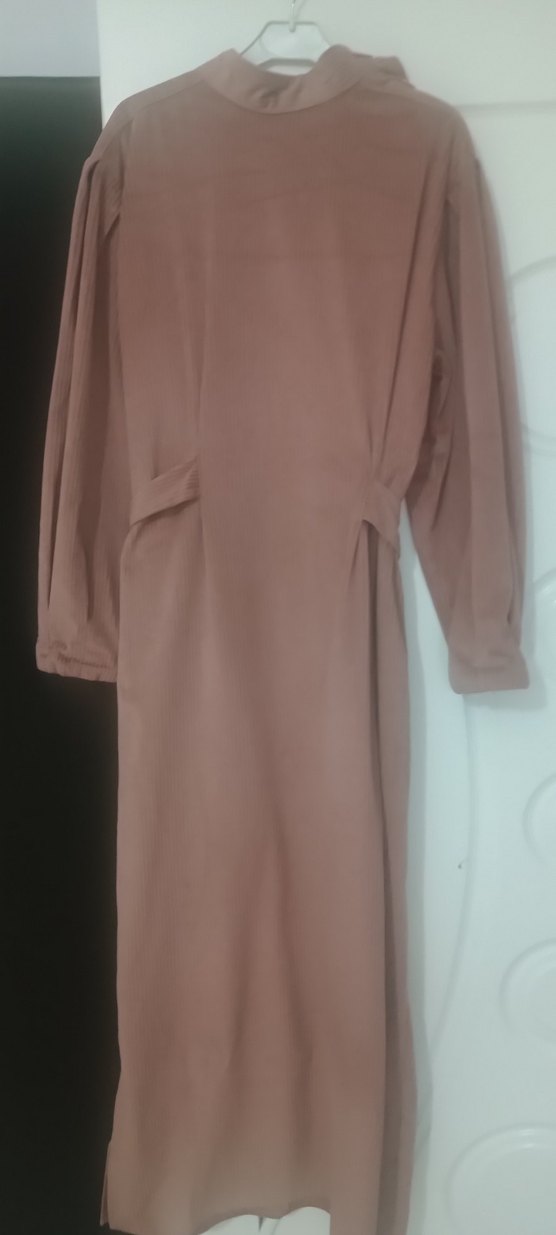 pudra pembesi Uzun Kollu Salaş Kadın Elbise - Görsel 3