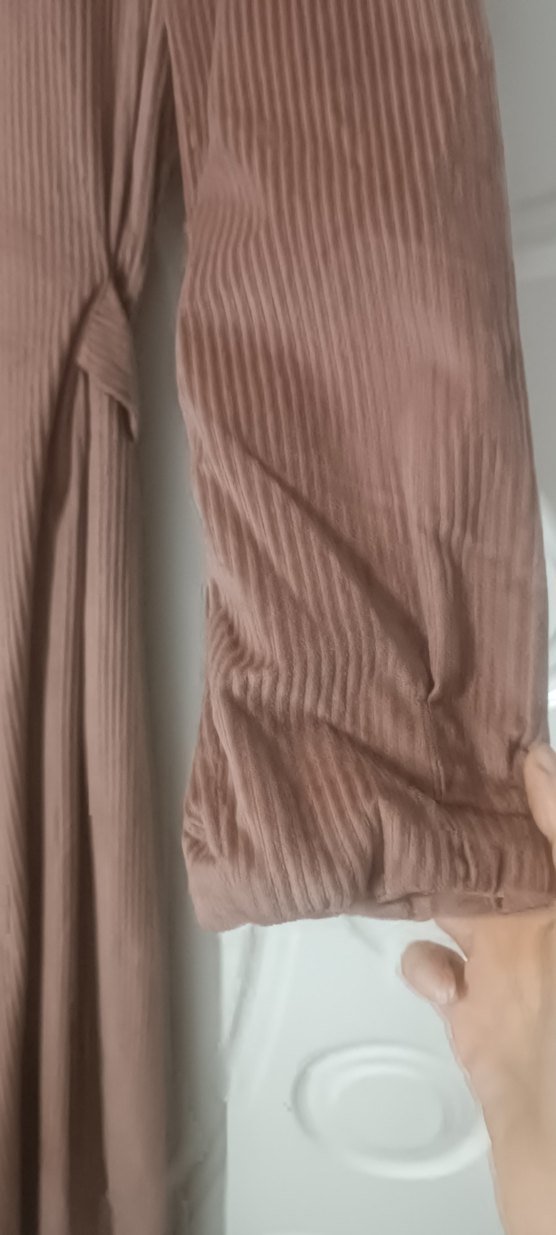 pudra pembesi Uzun Kollu Salaş Kadın Elbise - Görsel 4