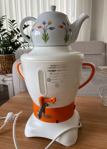 Çiçek Desenli Beyaz Elektrikli Çaydanlık - Görsel 6