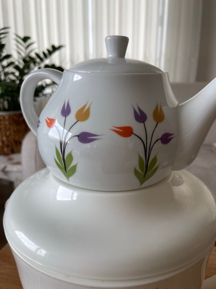 Çiçek Desenli Beyaz Elektrikli Çaydanlık - Görsel 3