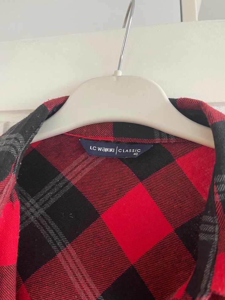 Kırmızı Kareli Uzun Kollu Salaş Gömlek - Görsel 2