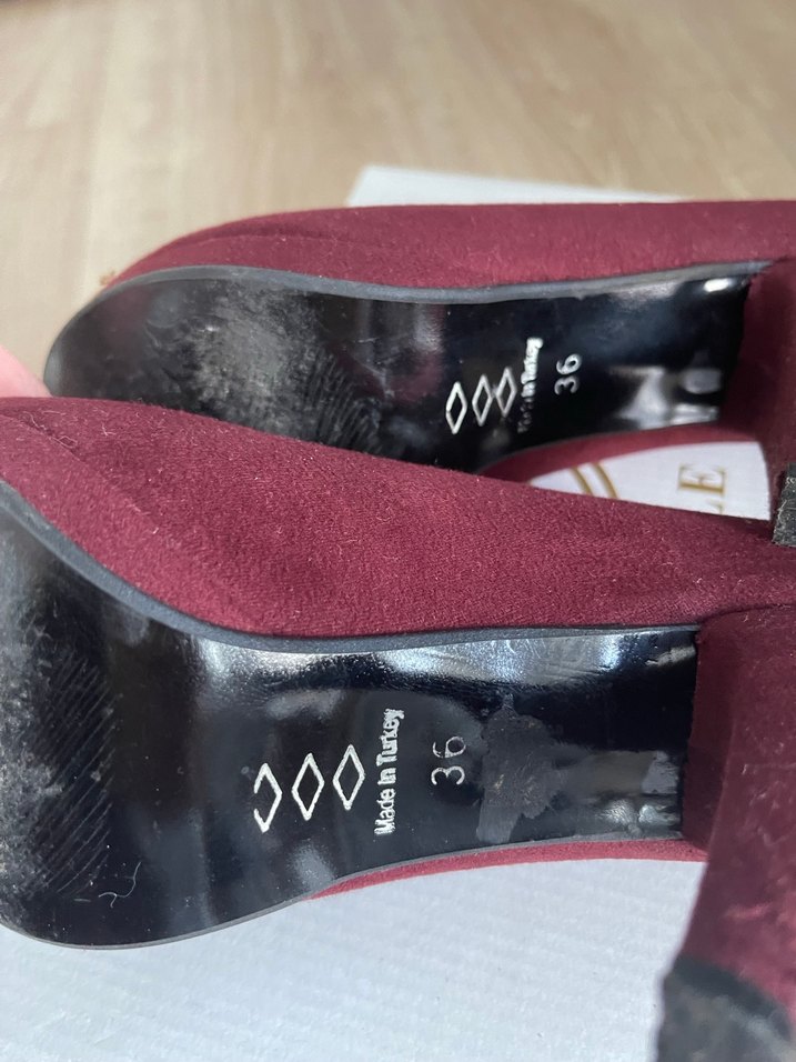 Bordo Süet Dolgu Topuk Kadın Stiletto - Görsel 4