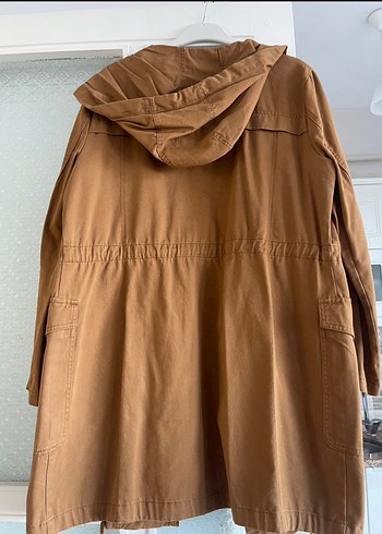 Bej Uzun Süet Düğmeli Hamile Kabanı - Görsel 4