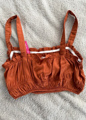 Saten Mini Üst Büstiyer Crop Top - Görsel 3