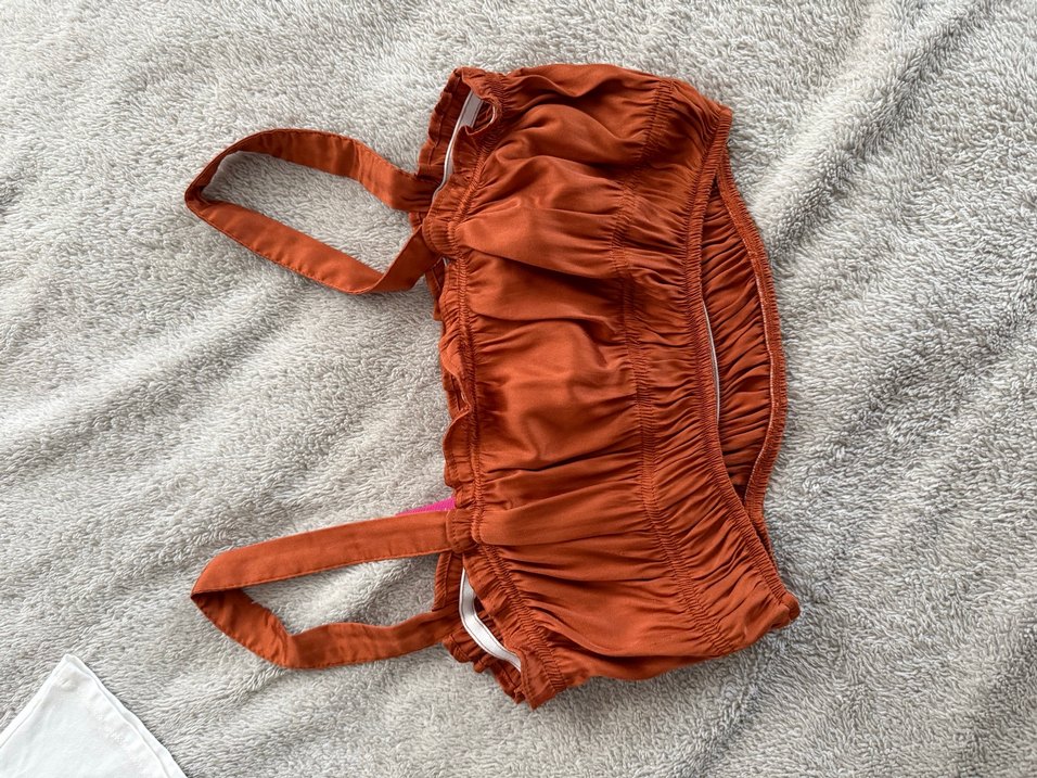 Saten Mini Üst Büstiyer Crop Top - Görsel 4