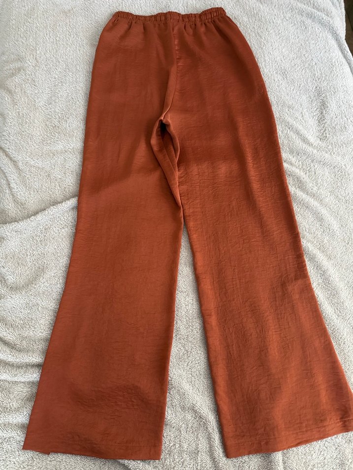 Kadın Kiremit rengi Saten Pantolon - Görsel 5