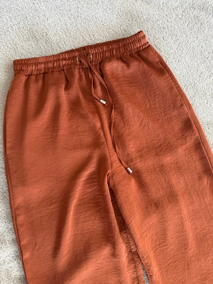 Kadın Kiremit rengi Saten Pantolon - Görsel 3