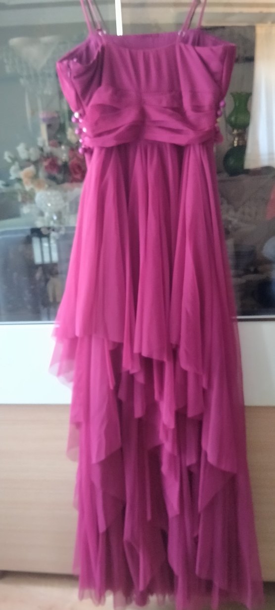 Fuşya tüllü abiye elbise - Görsel 2