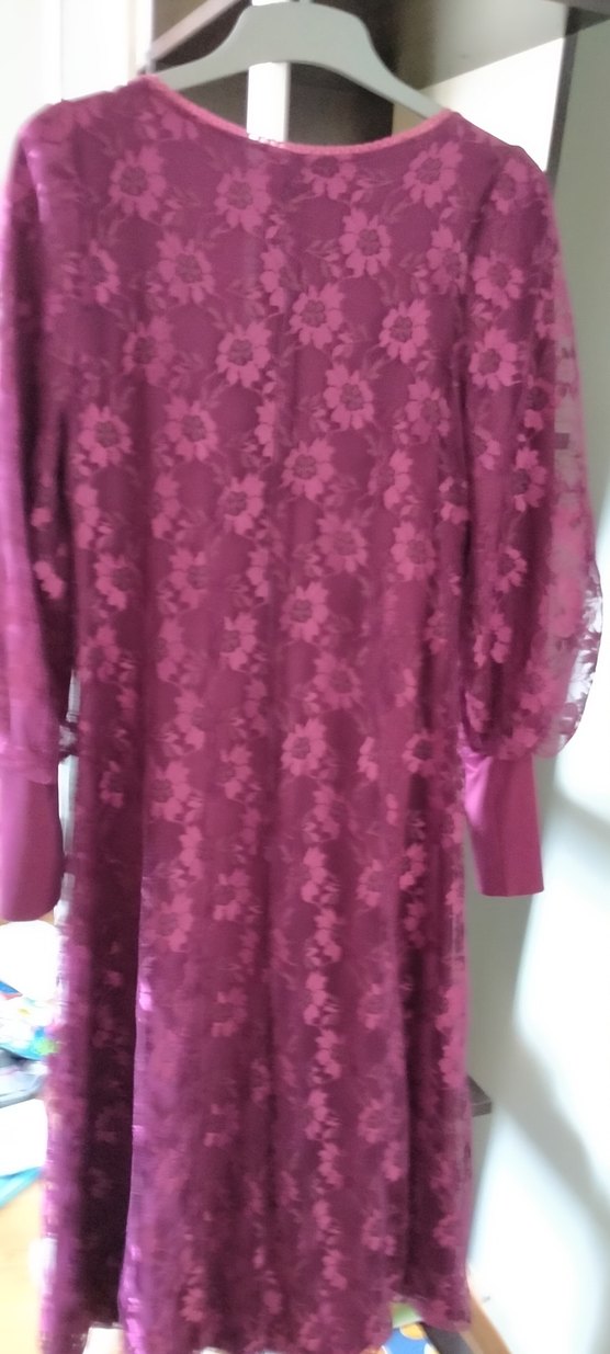 Fuşya Dantel Detaylı Uzun Elbise,Tunik - Görsel 5