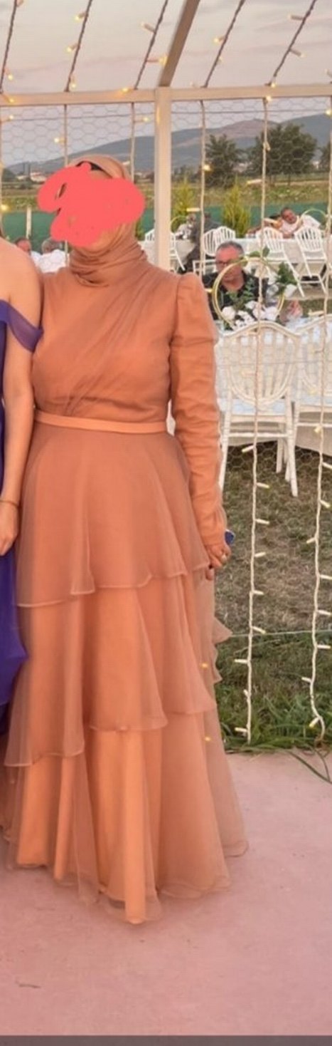 j Drapeli Uzun Kollu Kadın Abiye Elbise - Görsel 5