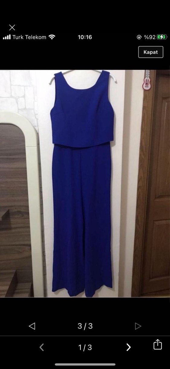 Lacivert Kemerli Kadın Tulum - Görsel 3