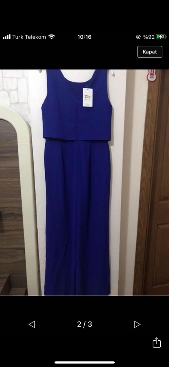 Lacivert Kemerli Kadın Tulum - Görsel 2