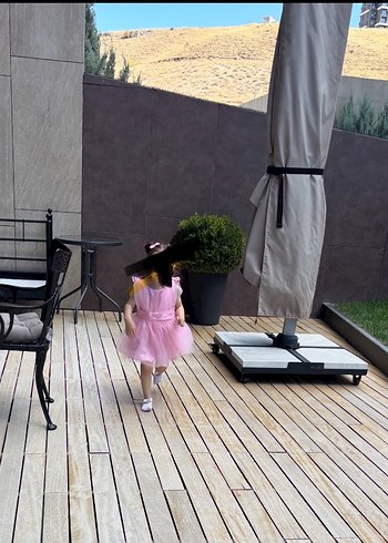 Pembe Pilili Askılı Kız Çocuk Elbisesi - Görsel 2