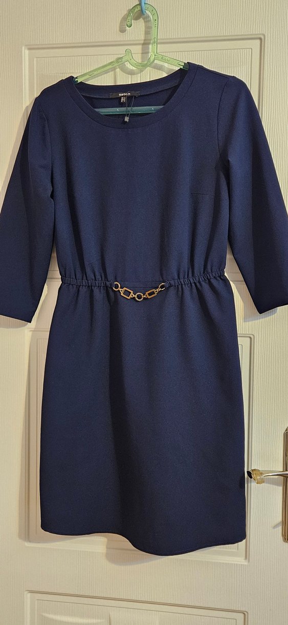 Zincir Detaylı Lacivert Kadın Elbise - Görsel 2